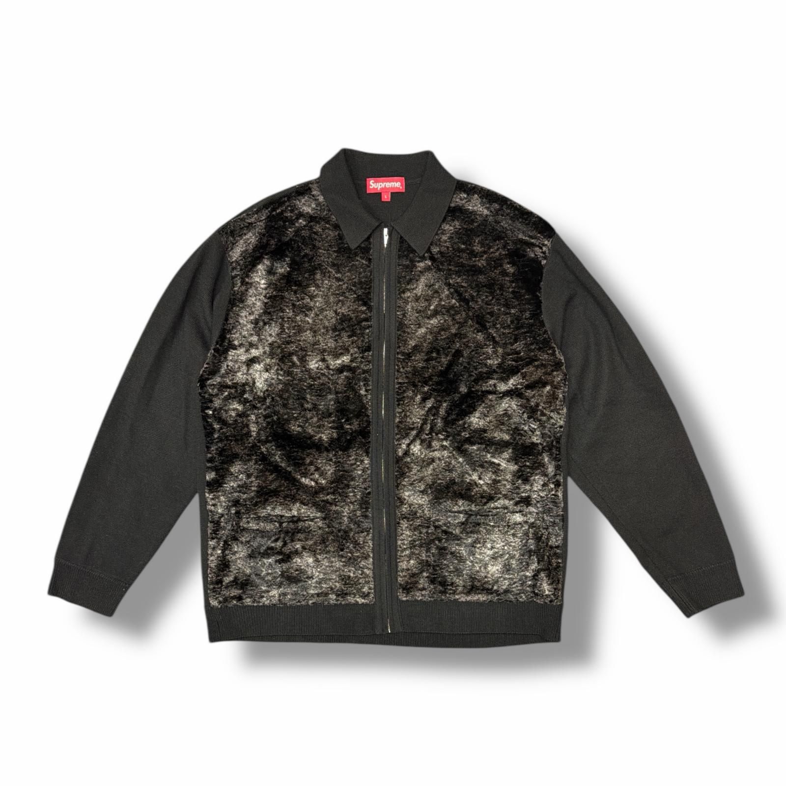 正規 参考上代38500円 Supreme 22 AW Faux Fur Zip Up Cardigan フェイクファージップアップカーディガン ブルゾン アウター シュプリーム ブラック L 3488 M