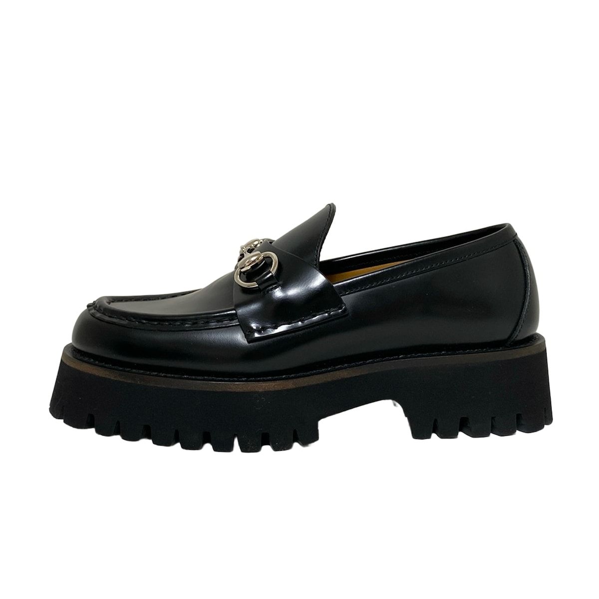 GUCCI グッチ ローファー 351 2 レディース 764211 黒 ホースビット プラットフォーム レザー