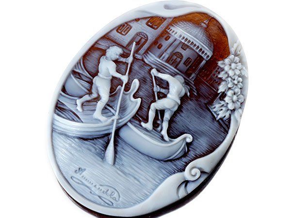 ジュエリー極】ジョヴァンニ・アメンドーラ作 ゴンドラを漕ぐ風景