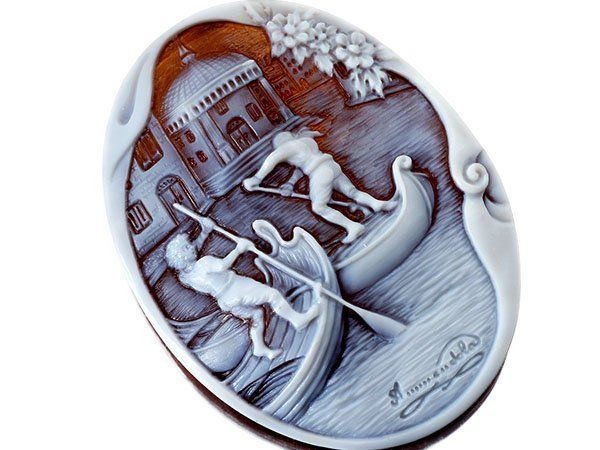 ジュエリー極】ジョヴァンニ・アメンドーラ作 ゴンドラを漕ぐ風景