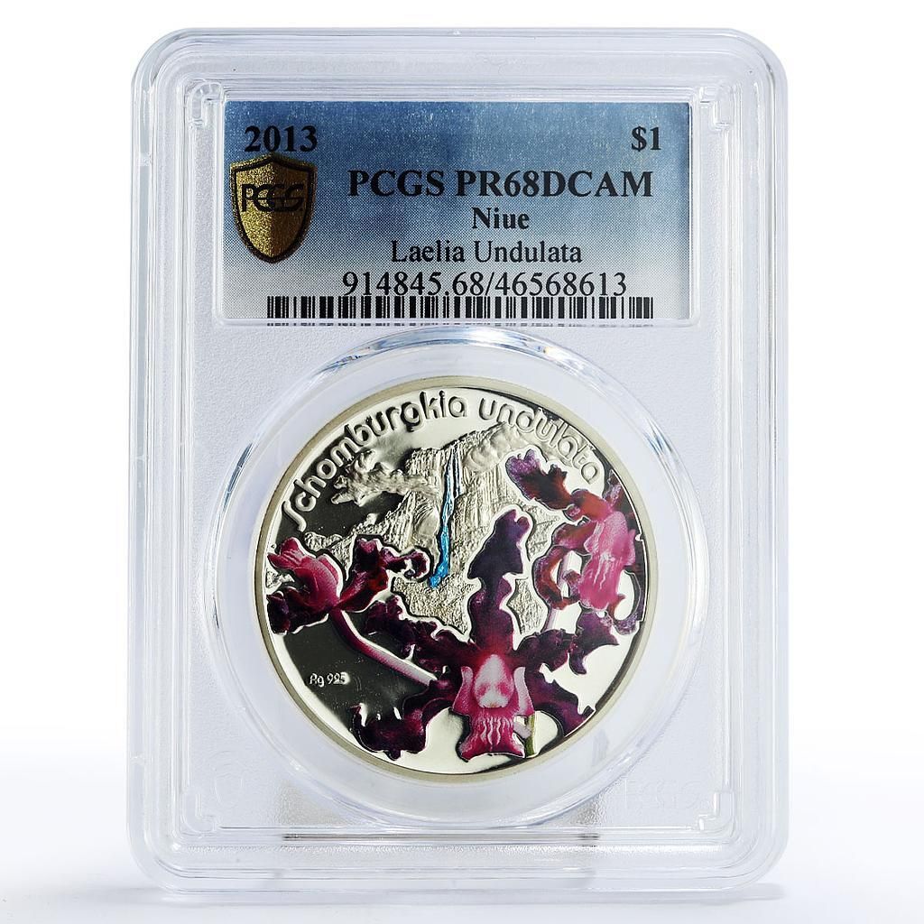 ニウエ 1ドル 花 蘭 ラエリア・ウンドゥラタ フローラ PR68 PCGS 銀貨
