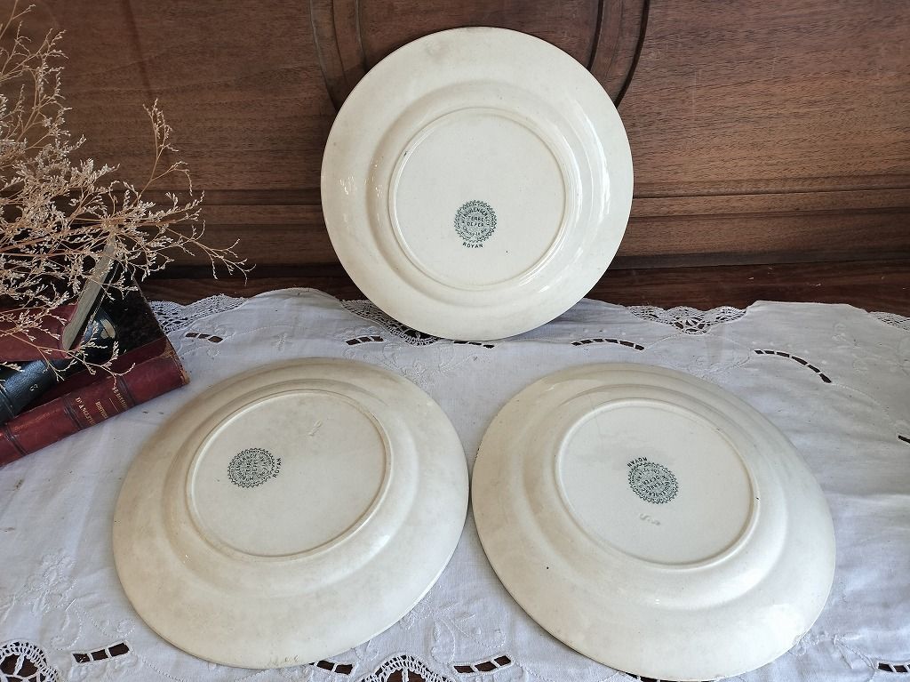 フランス アンティーク 絵つき皿 Choisy Le Roi 装飾 皿 3枚セット