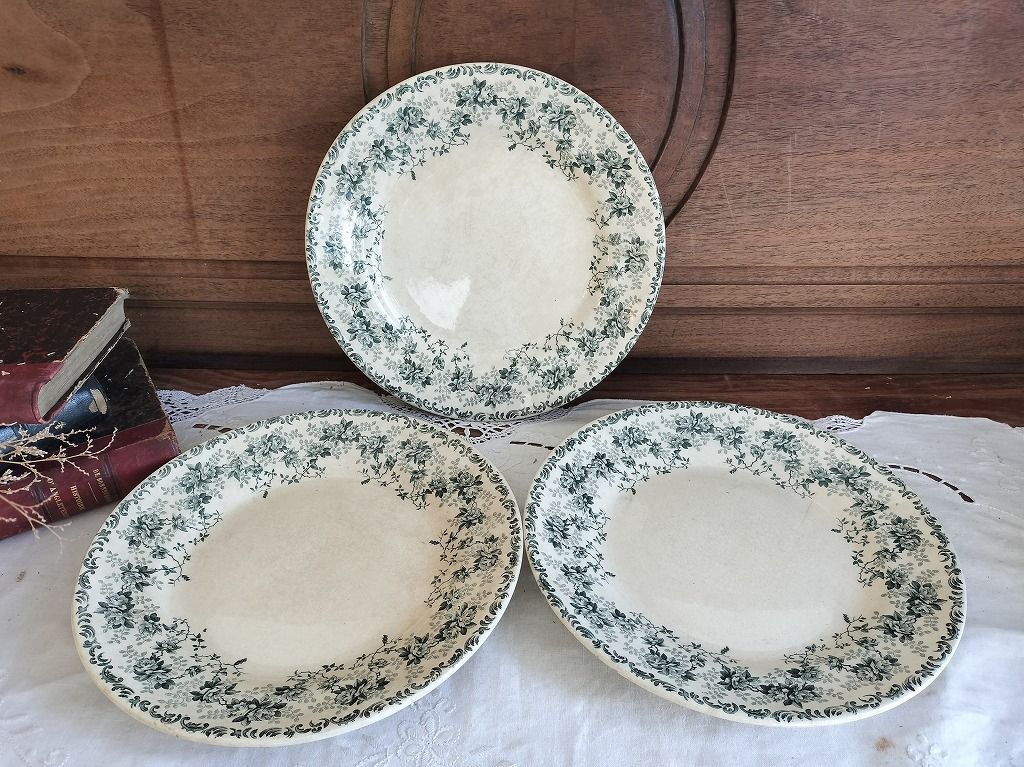 フランス アンティーク 絵つき皿 Choisy Le Roi 装飾 皿 3枚セット