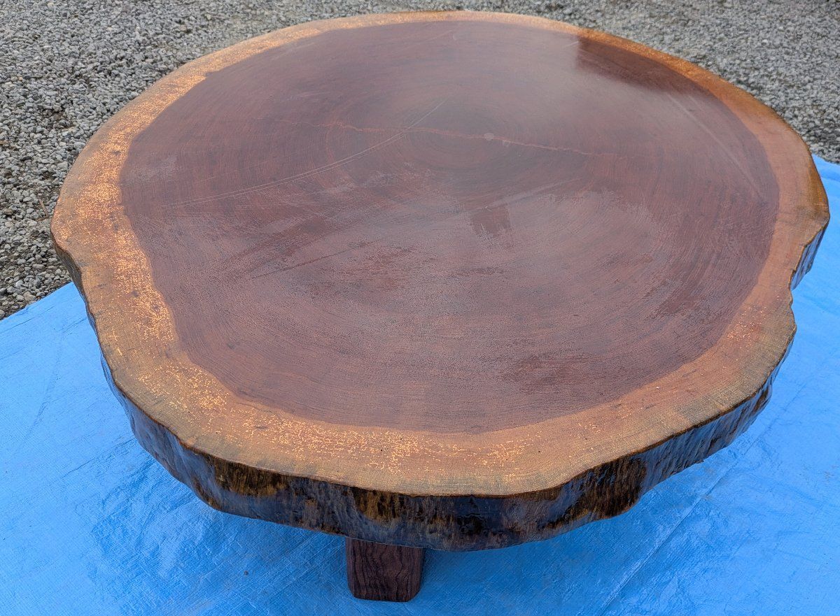 鹿児島発 木製テーブル 外寸約１10 97 高さ35㎝ 天板厚み約11㎝