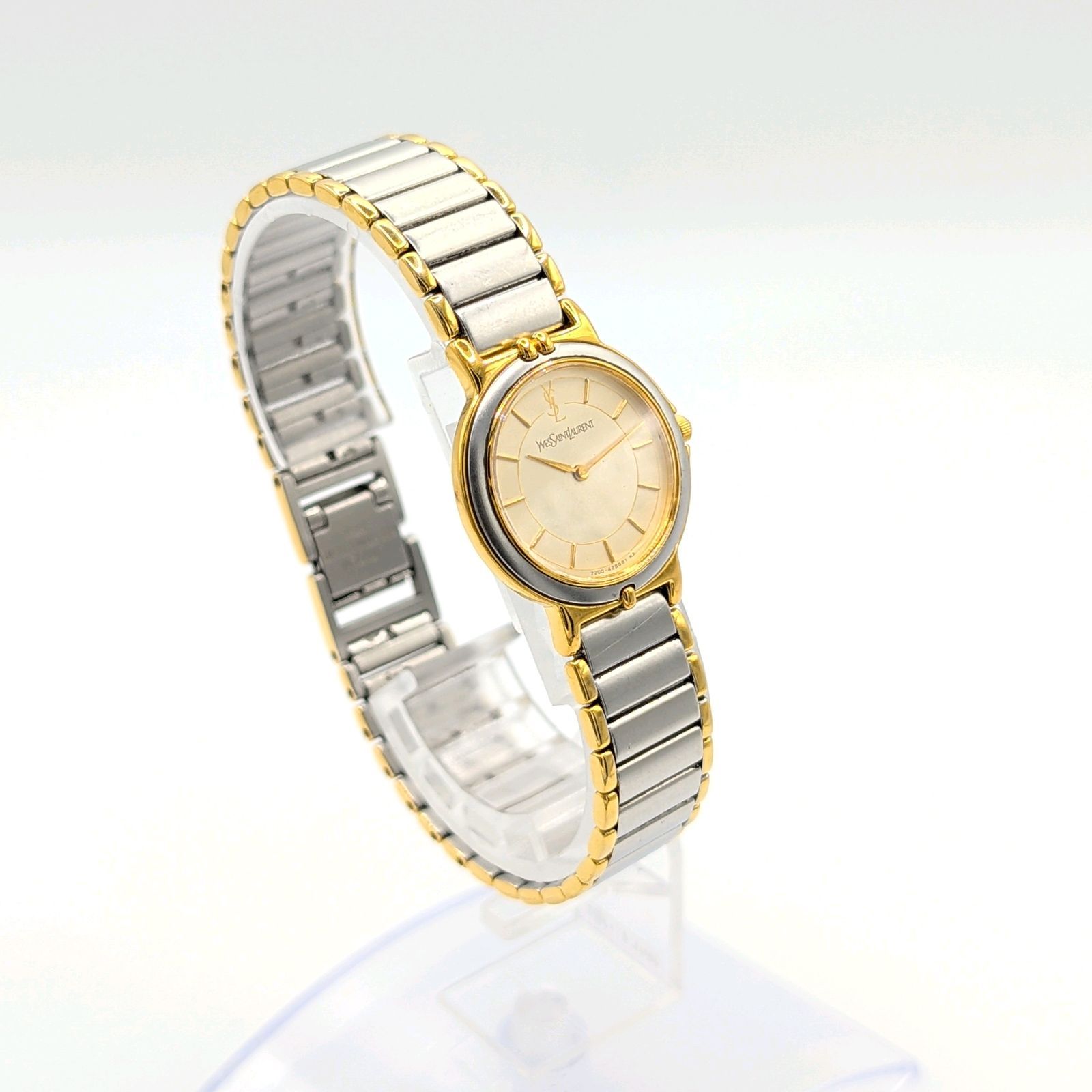 【希少】Yves Saint Laurent 腕時計 ストーンベゼル ゴールド ヴィンテージ YSL イヴ・サンローラン メンズ腕時計 - ゴールドベゼル