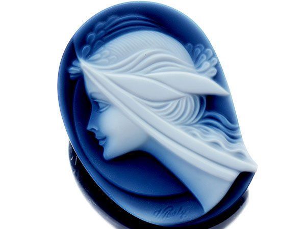 ジュエリー エルヴィン ポーリー作 素敵なヘアライン ブルーストーンカメオルース 34 8ｍｍ 26 3ｍｍ a 2956 m