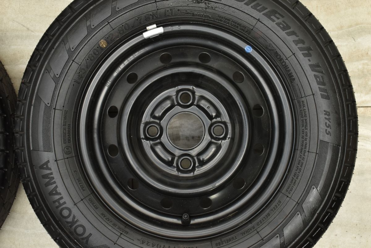  製 新車外し品 スズキ エブリィ 12 in 4 J 45 PCD 100 ヨコハマ ブルーアース RY 55 145 80 R LT キャリィ 流用 12インチ以下 タイヤ ホイールセット