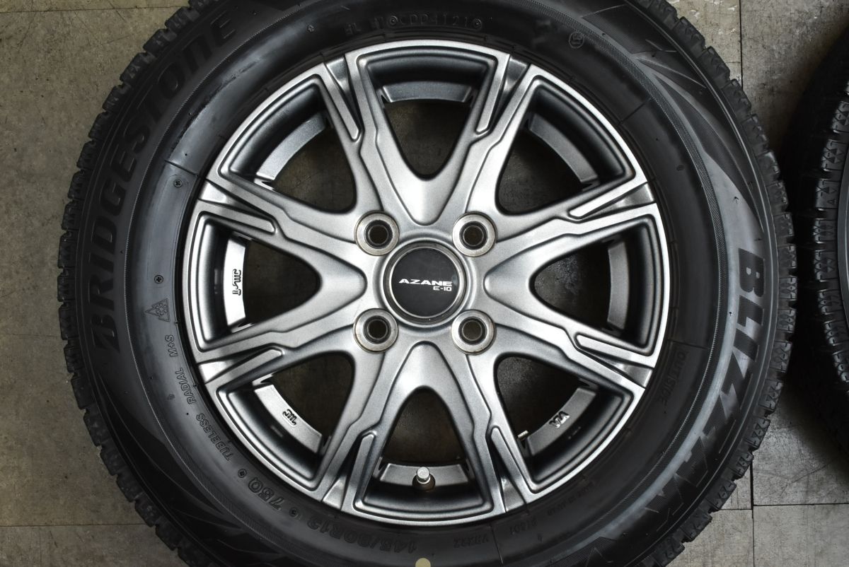  軽自動車サイズ AZANE 13 in 4 00 B 45 PCD 100 ブリヂストン ブリザックVRX 2 145 80 R アルト ワゴンR スペーシア タント ムーヴ プレオ 13インチ タイヤ ホイールセット