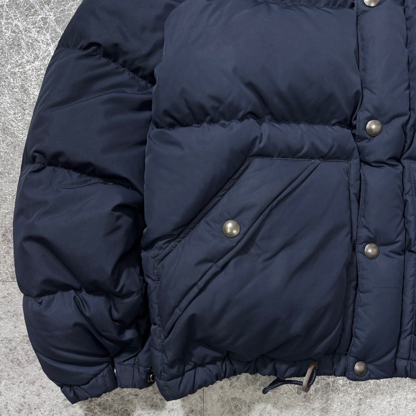 美品　ポロラルフローレン ダウンジャケット ロゴ刺繍　ネイビー S 美品 POLO RALPH LAUREN ポロ ラルフローレン 肉厚 刺繍ロゴ フード