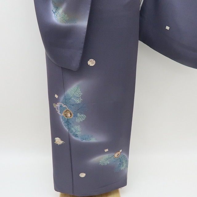 雪輪 付下げ訪問着 正絹着物 トールサイズ裄丈67 付け下げ 雪輪青海波 - からん::アンティーク着物・リサイクル着物の