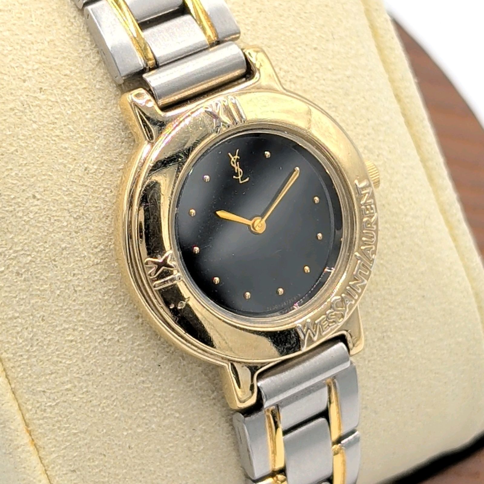 Yves Saint Laurent 2200-229789 Gold Silver Combi Black dial Y2K
