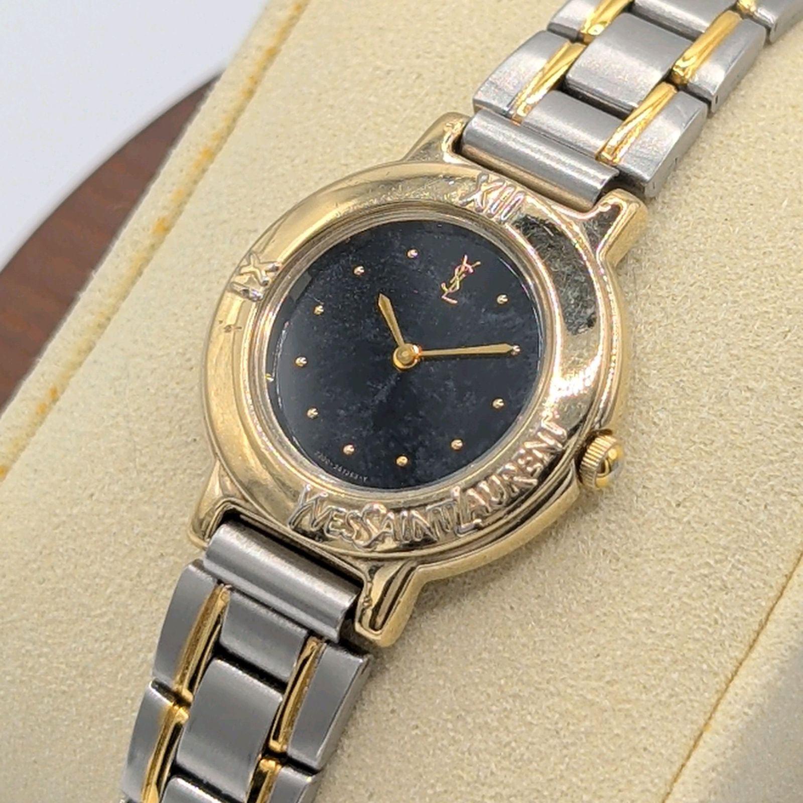 Yves Saint Laurent 2200-229789 Gold Silver Combi Black dial Y2K