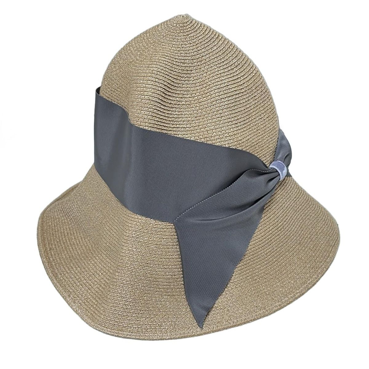 Athena アシーナ ハット ライトブラウン グレー ライトグレー リボン