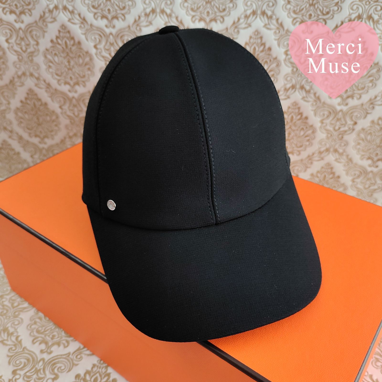 エルメス　キャスケット 《テス》 ミラノジャージー　ブラック　57 キャップ ❤お得なお品❤クリーニング済み テスミラノジャージーキャップ57