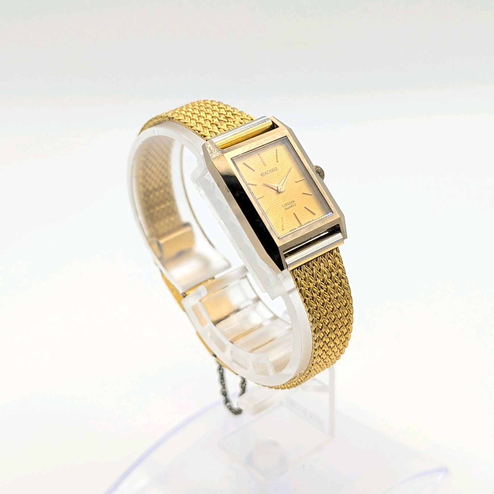 CITIZEN Exceed 4-103718 Watch Ladies QZ Square Gold dial Y2K CITIZEN Exceed 4-103718 Watch Ladies QZ Square Gold dial Y2K