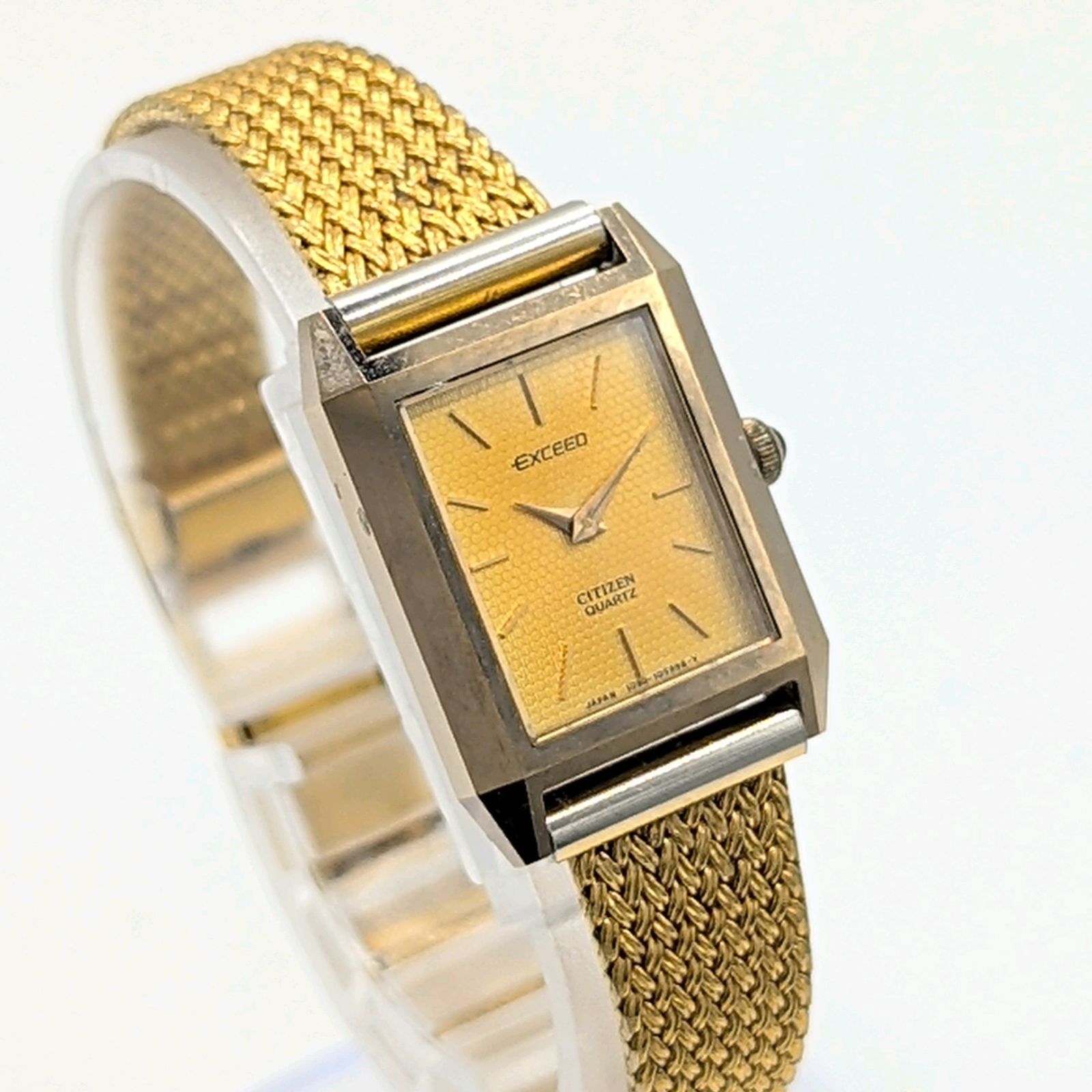 CITIZEN Exceed 4-103718 Watch Ladies QZ Square Gold dial Y2K 00S