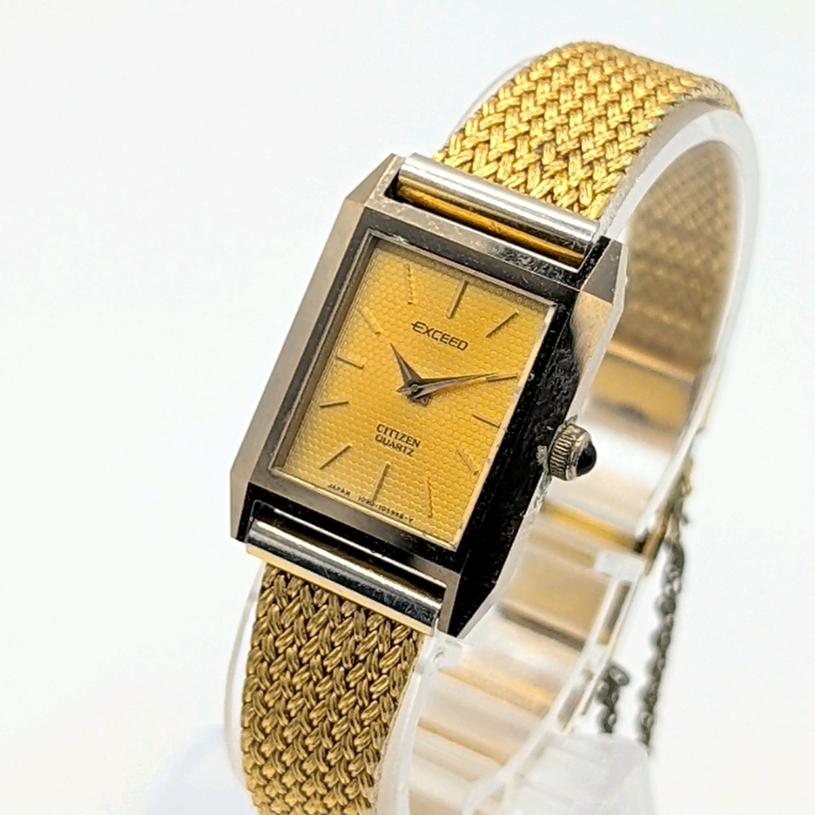 CITIZEN Exceed 4-103718 Watch Ladies QZ Square Gold dial Y2K 00S