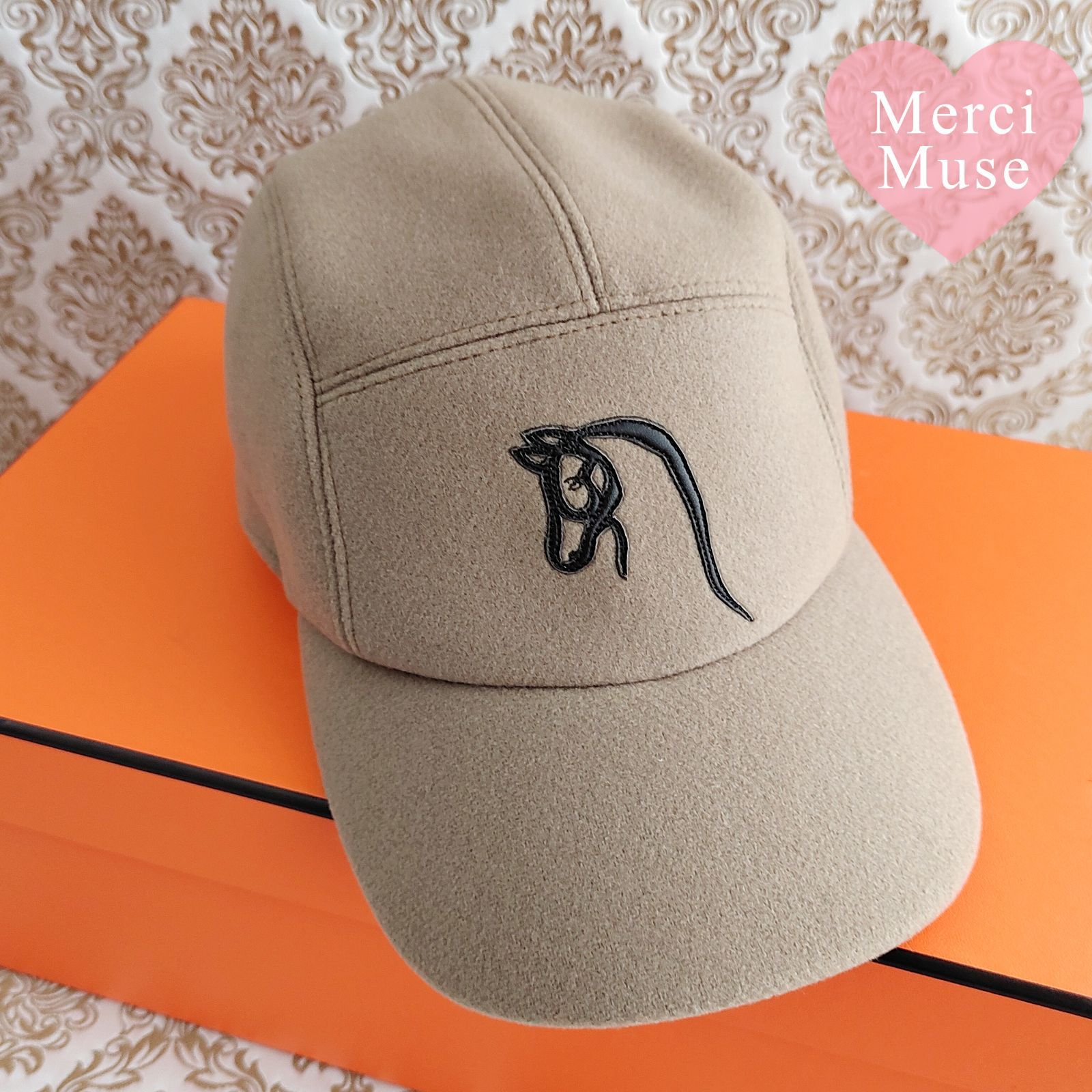 なお品 クリーニング済み ネバダシュヴァルキャップ58 ベージュ 帽子 エルメス