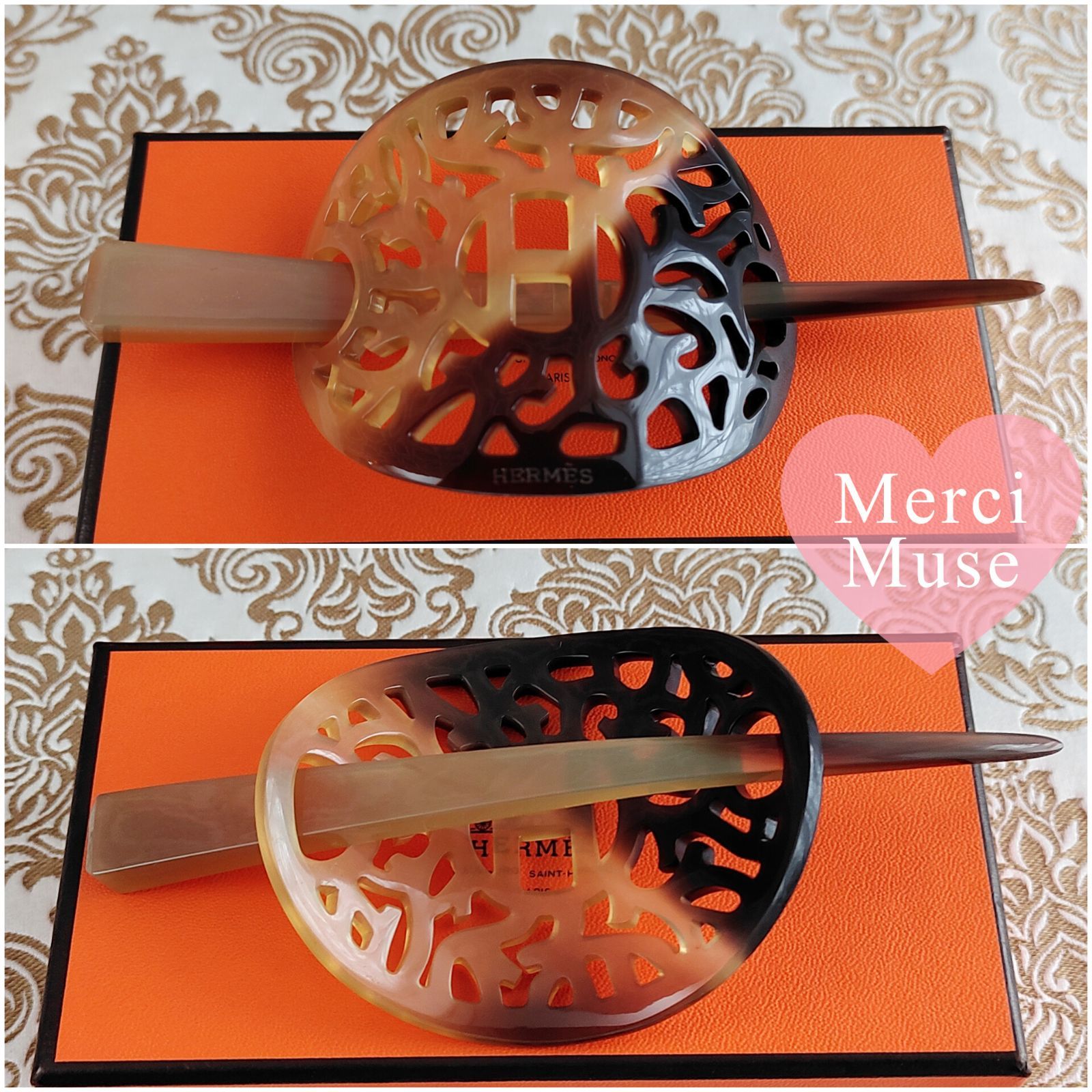 ❤お得なお品❤ロカイユバッファローホーン髪飾り ブラウン ヘアアクセ