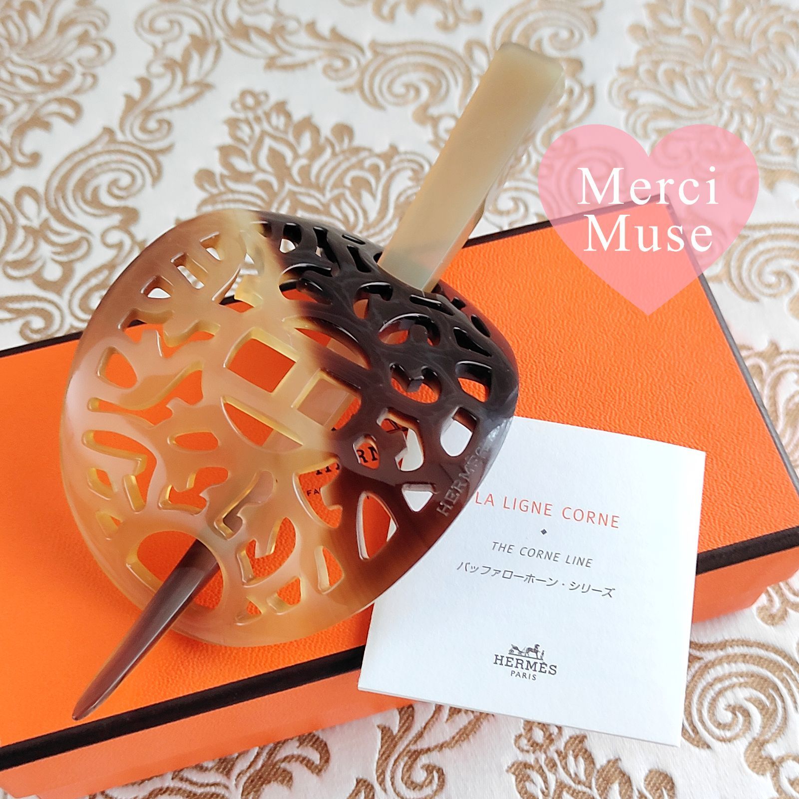 ❤お得なお品❤バッファローホーン髪飾り ブラウン ヘアアクセ エルメス ❤お得なお品❤ロカイユバッファローホーン髪飾り ブラウン ヘアアクセ