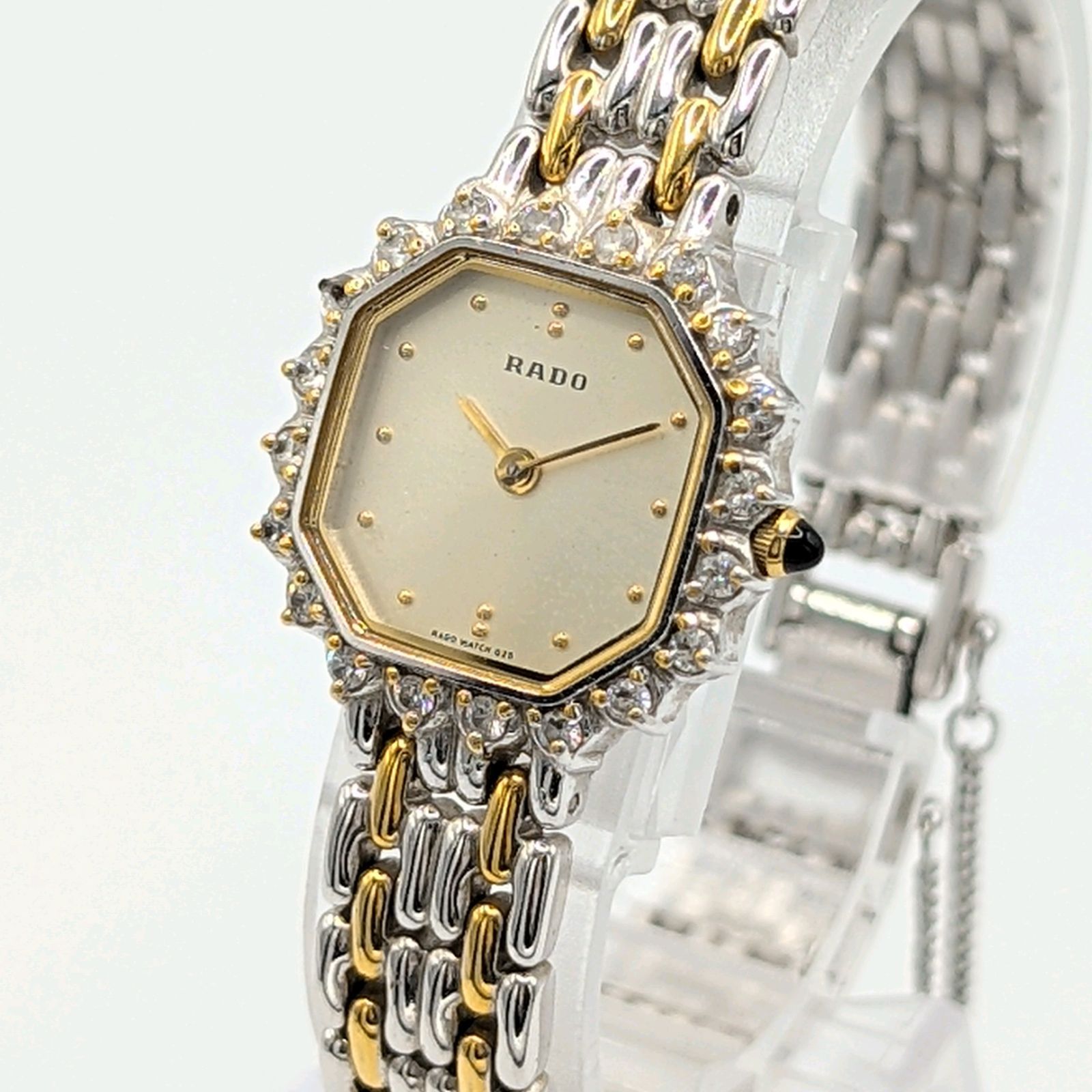 RADO DIASTAR QZ Ladies Octagon Dia Bezel Gold Silver Combi Y2K 00S