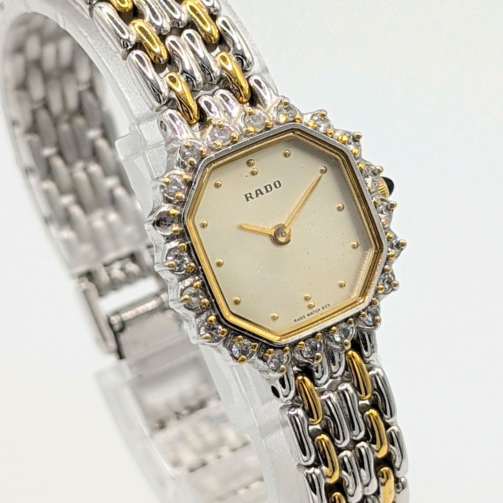 RADO DIASTAR QZ Ladies Octagon Dia Bezel Gold Silver Combi Y2K 00S