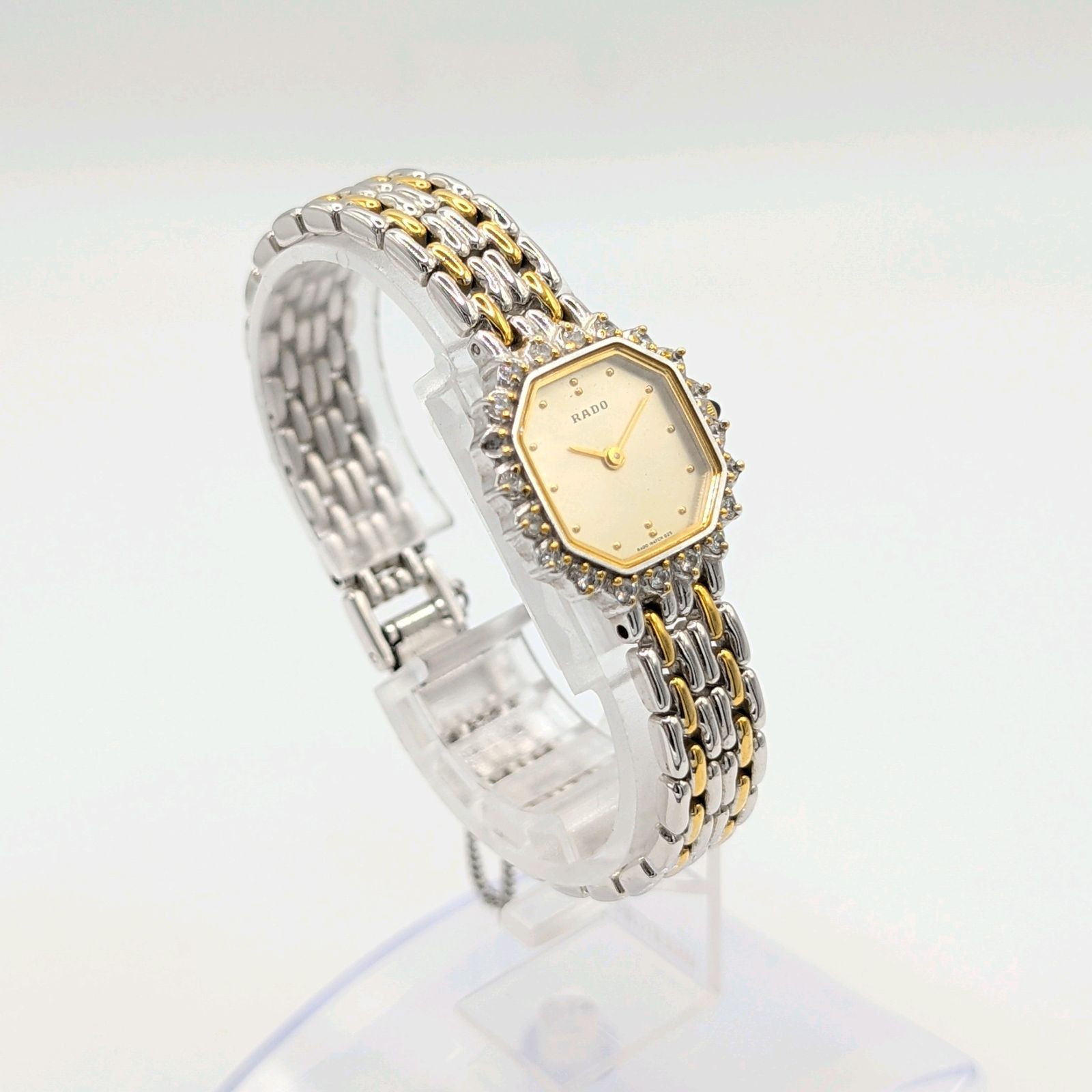 RADO DIASTAR QZ Ladies Octagon Dia Bezel Gold Silver Combi Y2K 00S