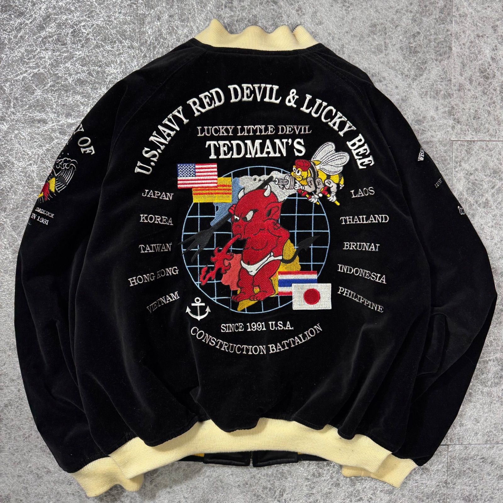 良品 Tedman's テッドマン リバーシブル 別珍 スカジャン L 刺繍入り