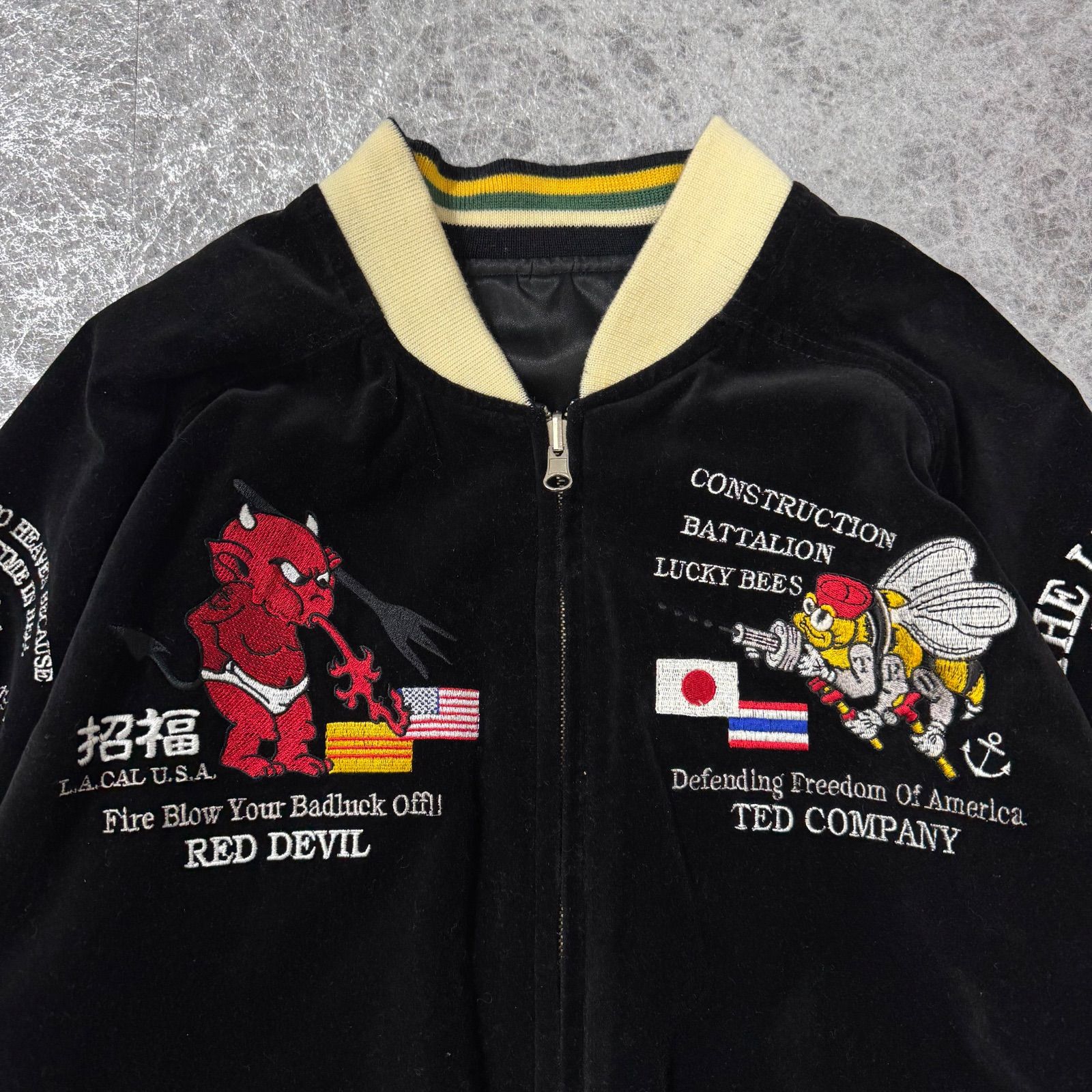 良品 Tedman's テッドマン リバーシブル 別珍 スカジャン L 刺繍入り