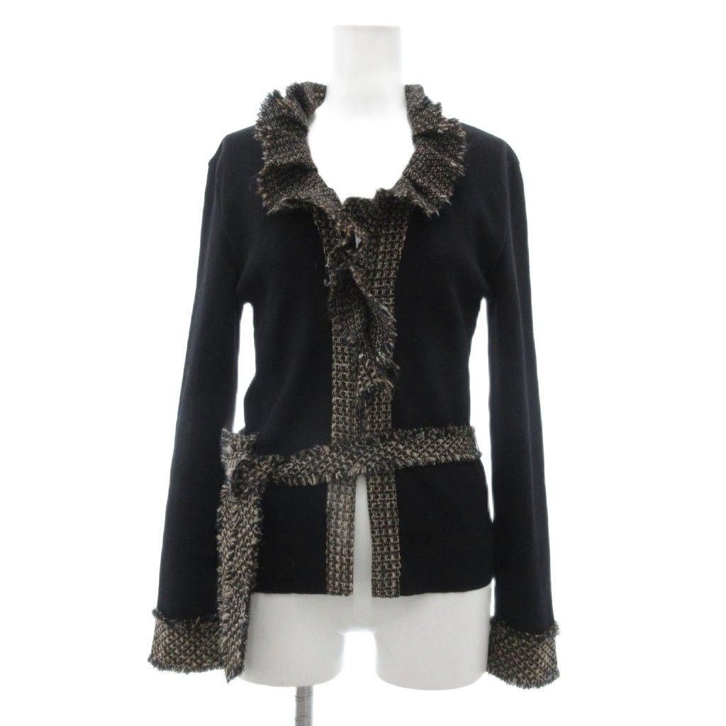 ナラカミーチェ NARA CAMICIE カーディガン フリンジ ツイード切替 ML