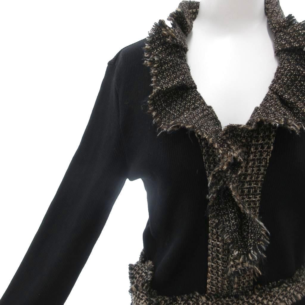 ナラカミーチェ NARA CAMICIE カーディガン フリンジ ツイード切替 ML