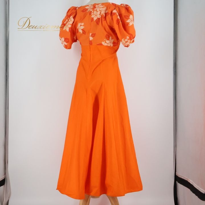 フラダンス 衣装 ワンピース ドレス オレンジ系 パンドール 日本製