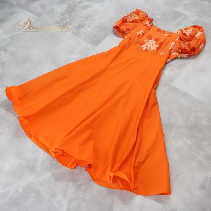 フラダンス 衣装 ワンピース ドレス オレンジ系 パンドール 日本製