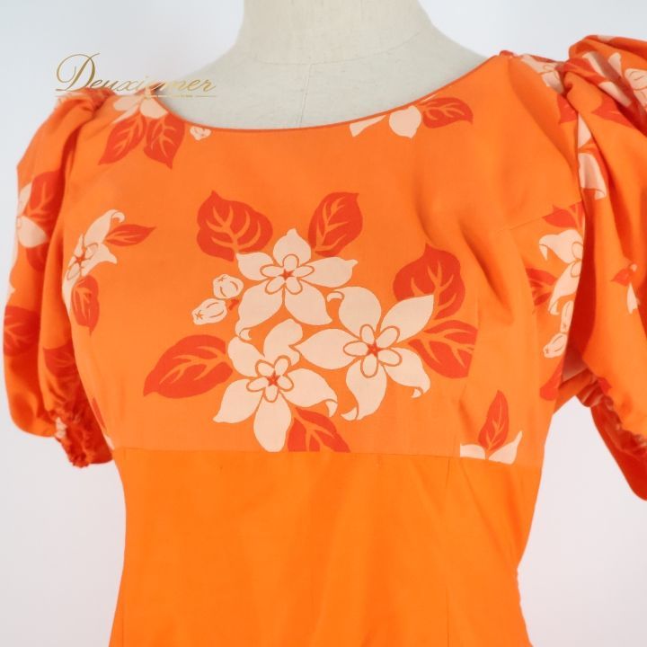 フラダンス 衣装 ワンピース ドレス オレンジ系 パンドール 日本製