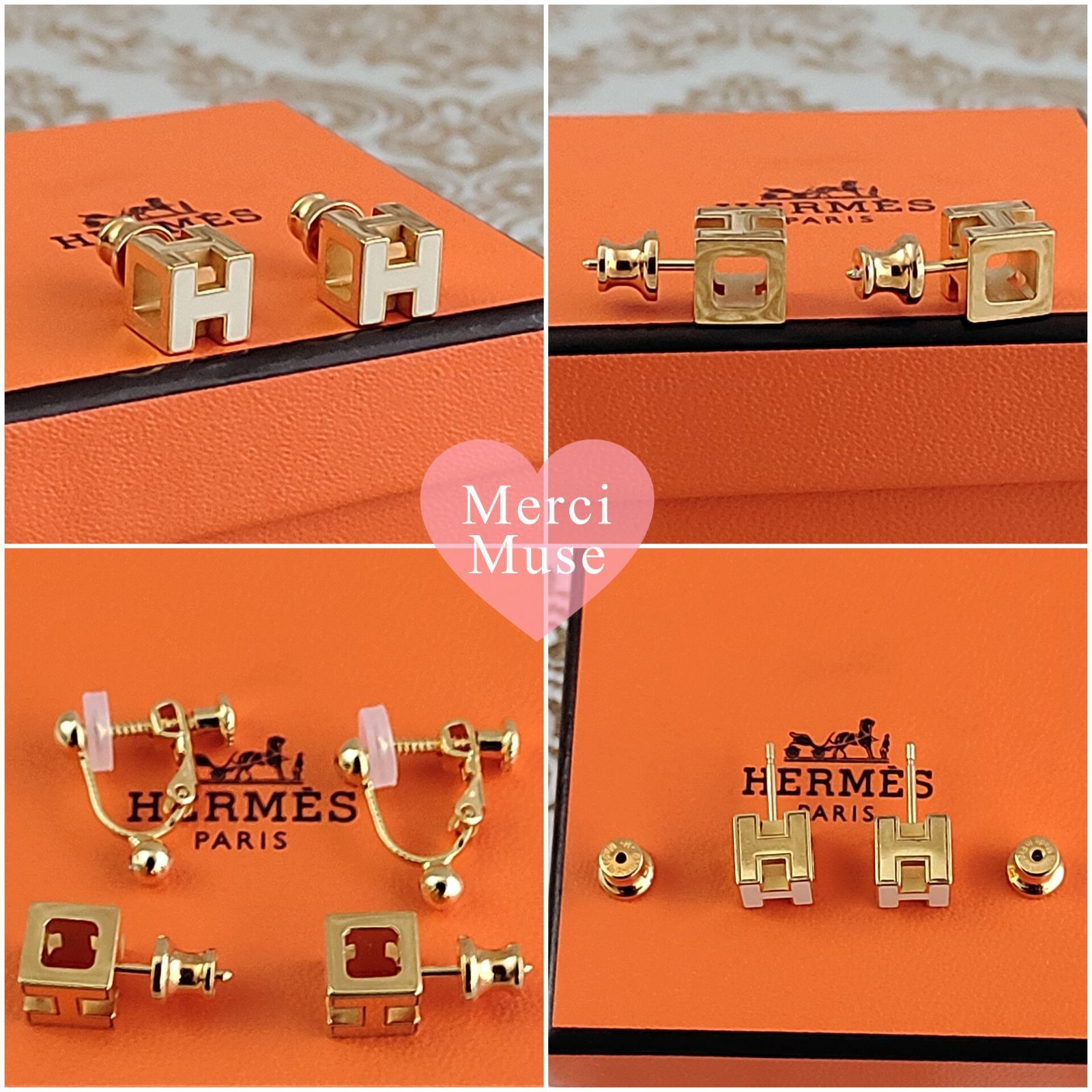 ❤お得なお品❤カージュドアッシュピアス ホワイトxゴールド金具