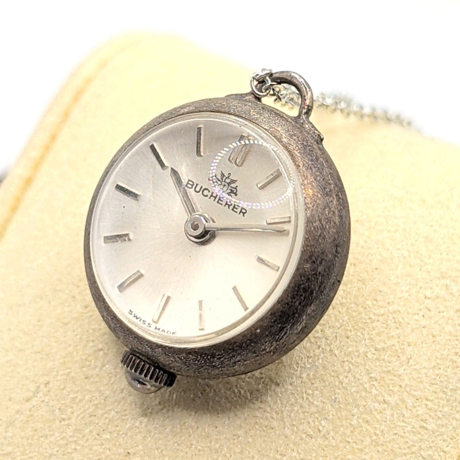 Watch Hand Winding Ladies Round Silver Y 2 K 00 S Vintage Pendant Working ブッヘラー コロニー 時計 手巻き式 メンズ ラウンド シルバー ペンダント ヴィンテージ 稼働品