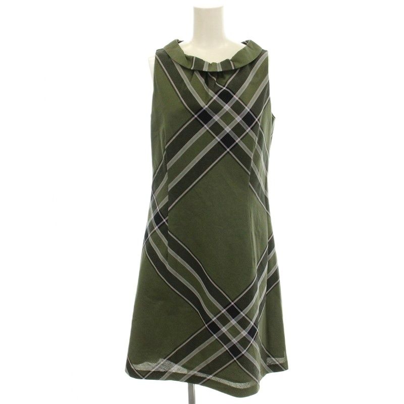 ヨークランド YORKLAND ノースリーブ ワンピース ひざ丈 チェック柄