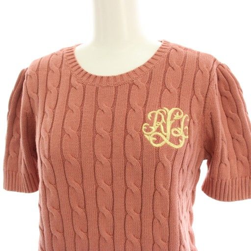 ローレンラルフローレン ロゴ刺繍 ケーブルニット 半袖ポロシャツ 新品