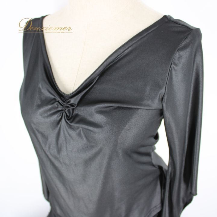 社交ダンス 衣装 上下セット ツーピース パーティ衣装 Create-Sun クリエイトサン 黒 ブラック系 シンプル キラキラ 長袖 ポリエステル 感 フィット感 伸縮性 おしゃれ カジュアル レディース ダンス用 トップス