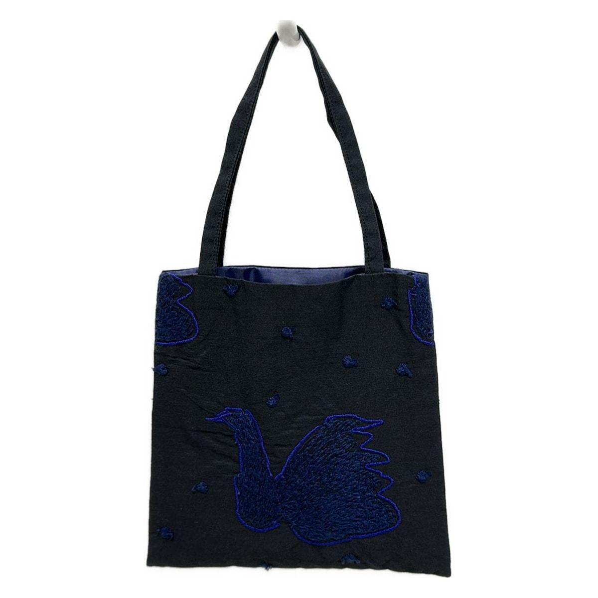 未使用　ミナペルホネン　トーとバッグ　fun ネイビー mina perhonen (mina)(ミナペルホネン) トートバッグ - 黒×ブルー