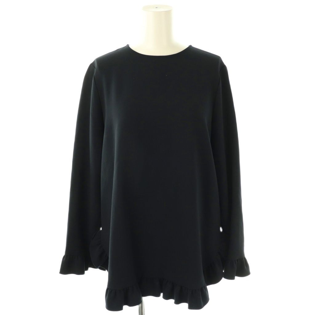 【中古】エムプルミエ ブラック M-Premier BLACK 25AW ダブルクロスラウンドヘムフリルブラウス 長袖 36 黒 エムプルミエ ブラック M-Premier BLACK 25AW ダブルクロスラウンド