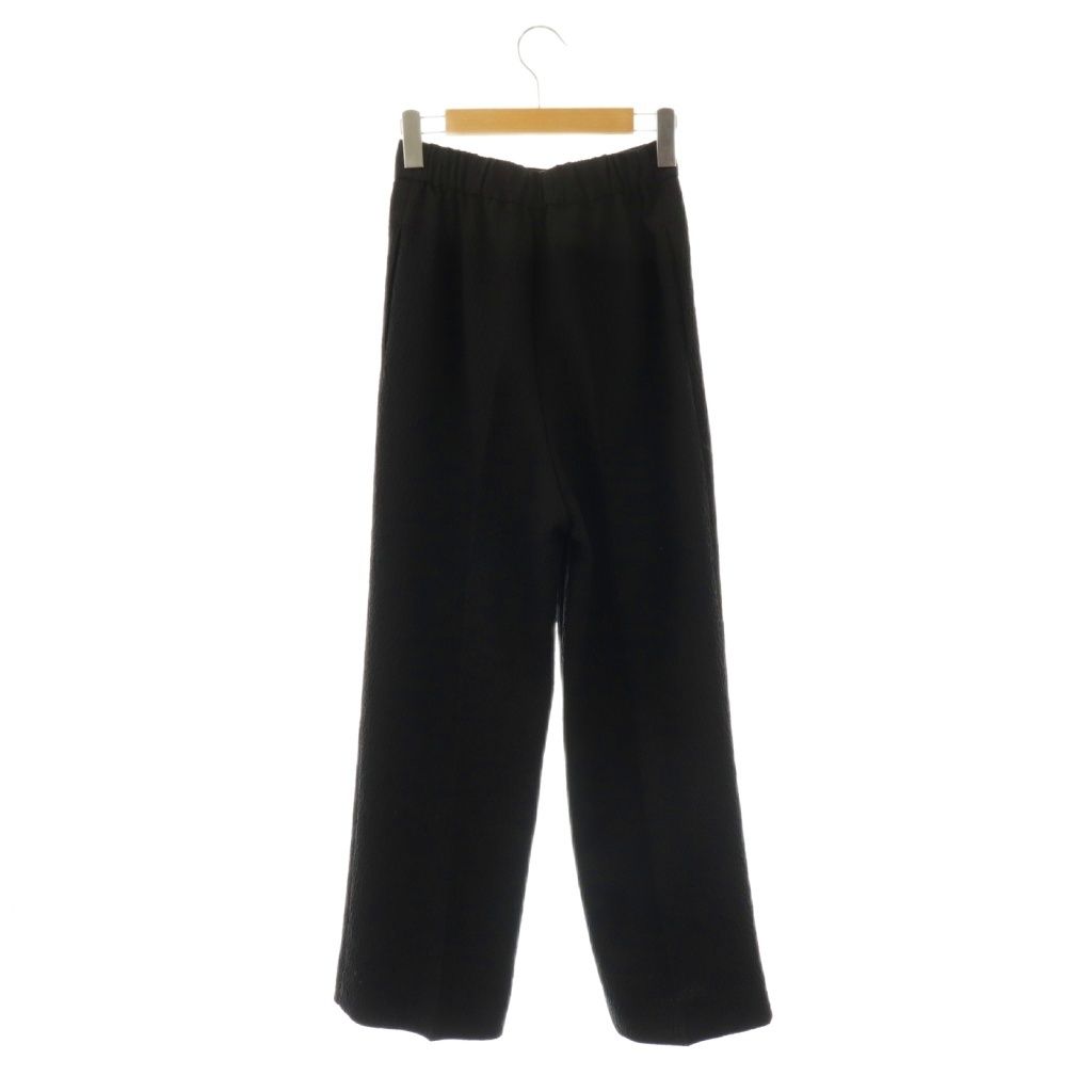 ヨリ yori フクレワイドパンツ ジャガード タック 36 黒 ブラック /CX
