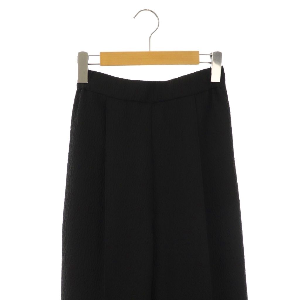 ヨリ yori フクレワイドパンツ ジャガード タック 36 黒 ブラック /CX