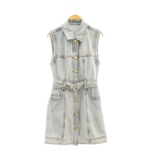 アジェ aje デニムミニワンピース ノースリーブ ライトブルー DF OS SH