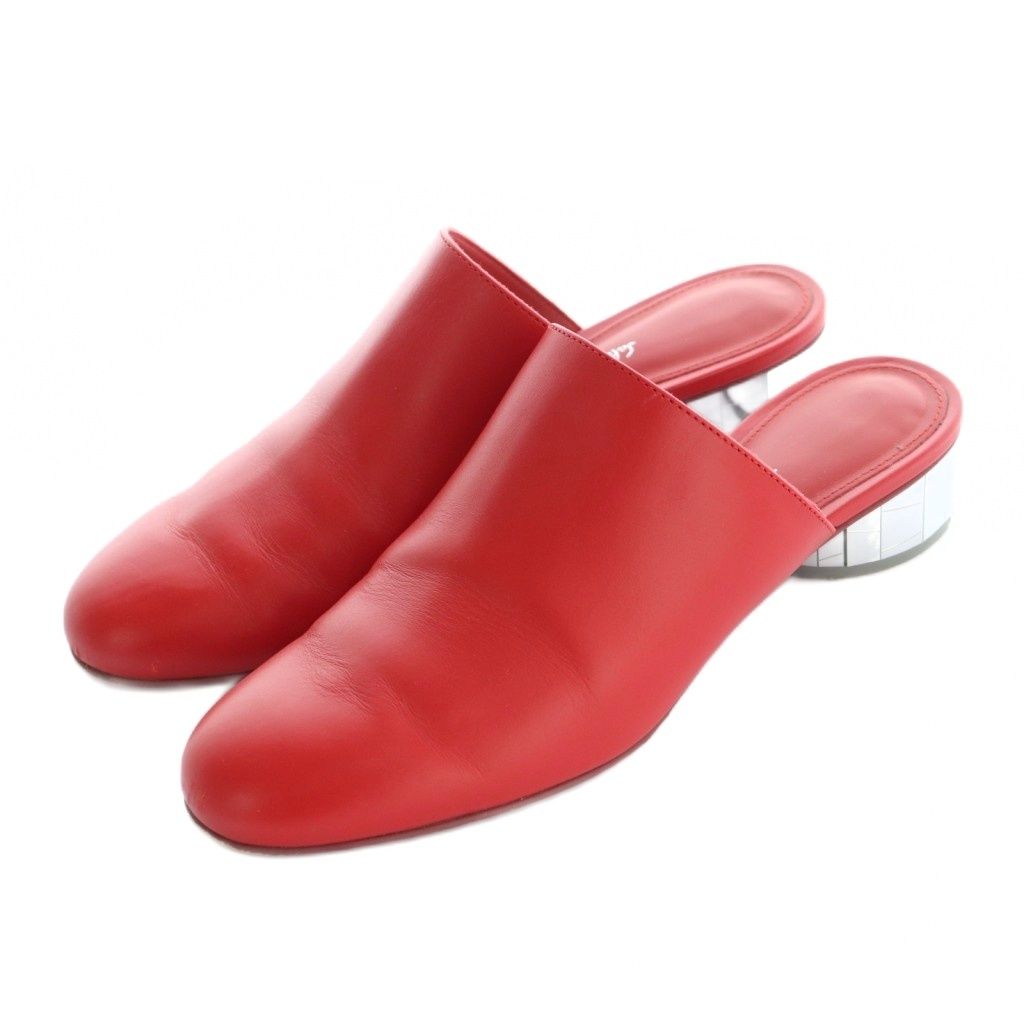 サルヴァトーレフェラガモ Salvatore Ferragamo ミュール サンダル ミラーヒール レザー 5 23 0 cm 赤 レッド MI OS