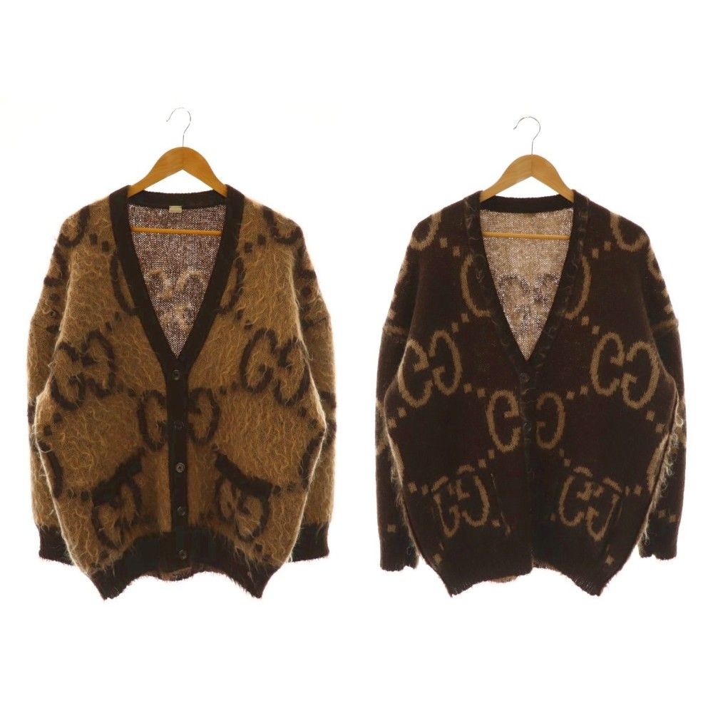 グッチ GUCCI 635160 モヘヤ GG柄 リバーシブルカーディガン ニット
