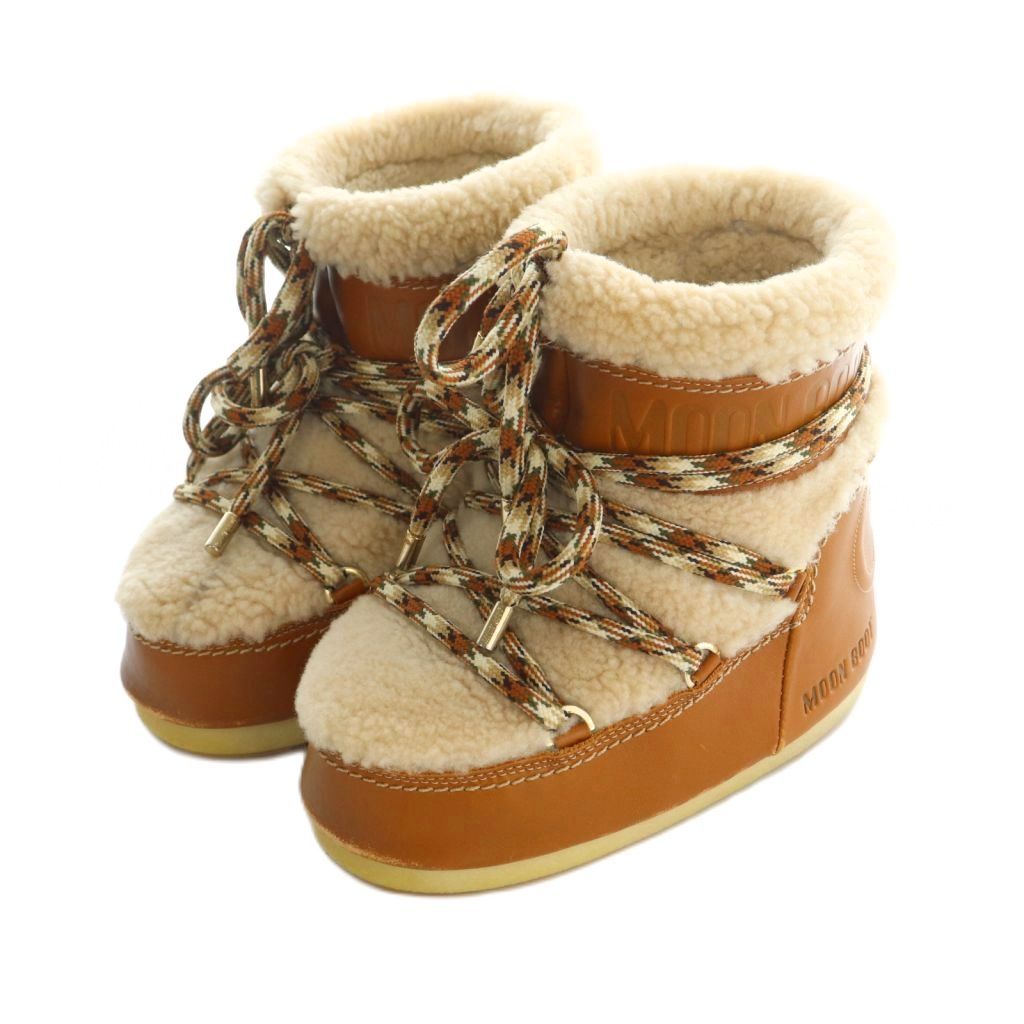 クロエ CHLOE × ムーンブーツ Moon Boot ムートンブーツ ショートブーツ EU 35 22.0 cm ベージュ アイボリー MI OS