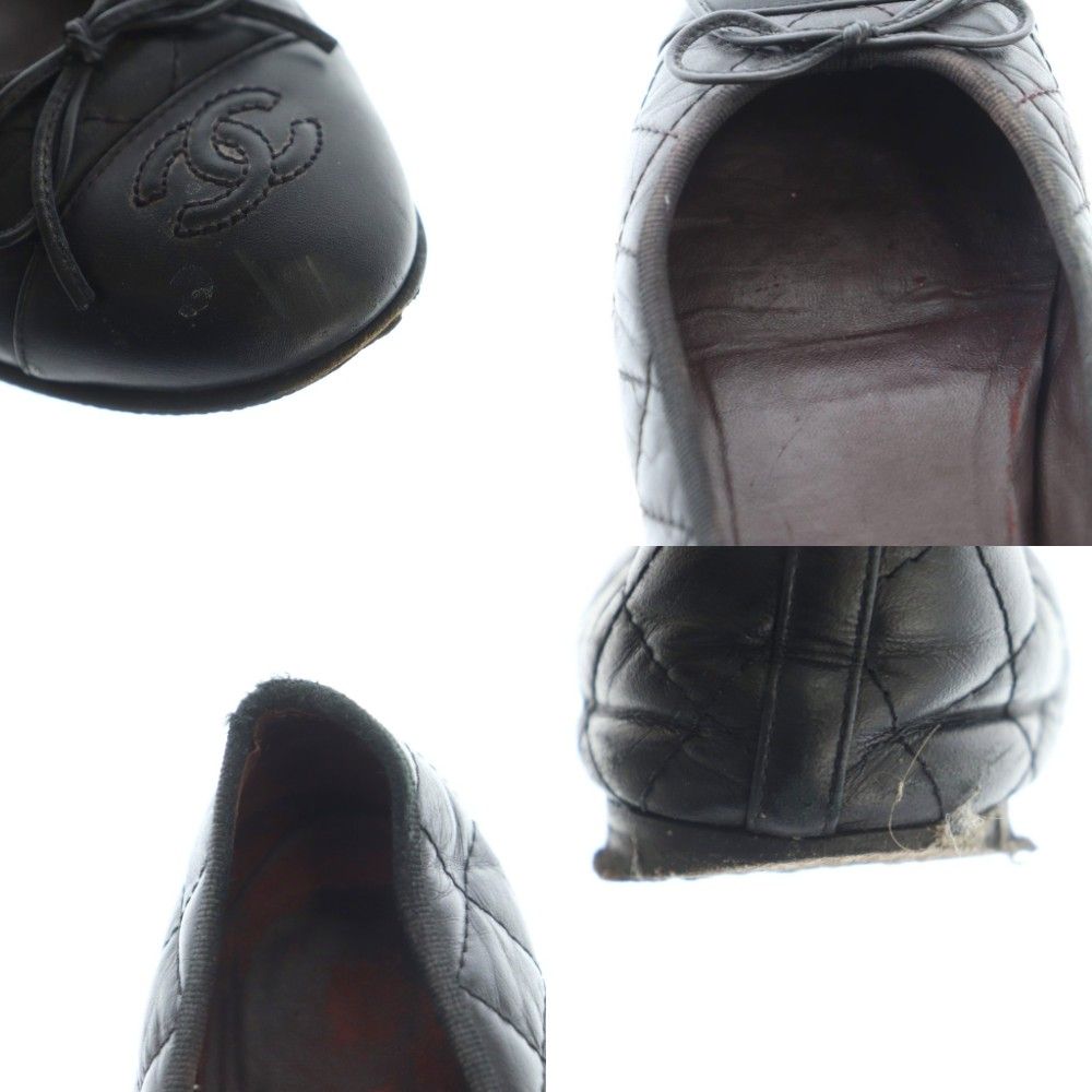 シャネル CHANEL バレエシューズ ココマーク 36.5 23.5cm 黒 ブラック