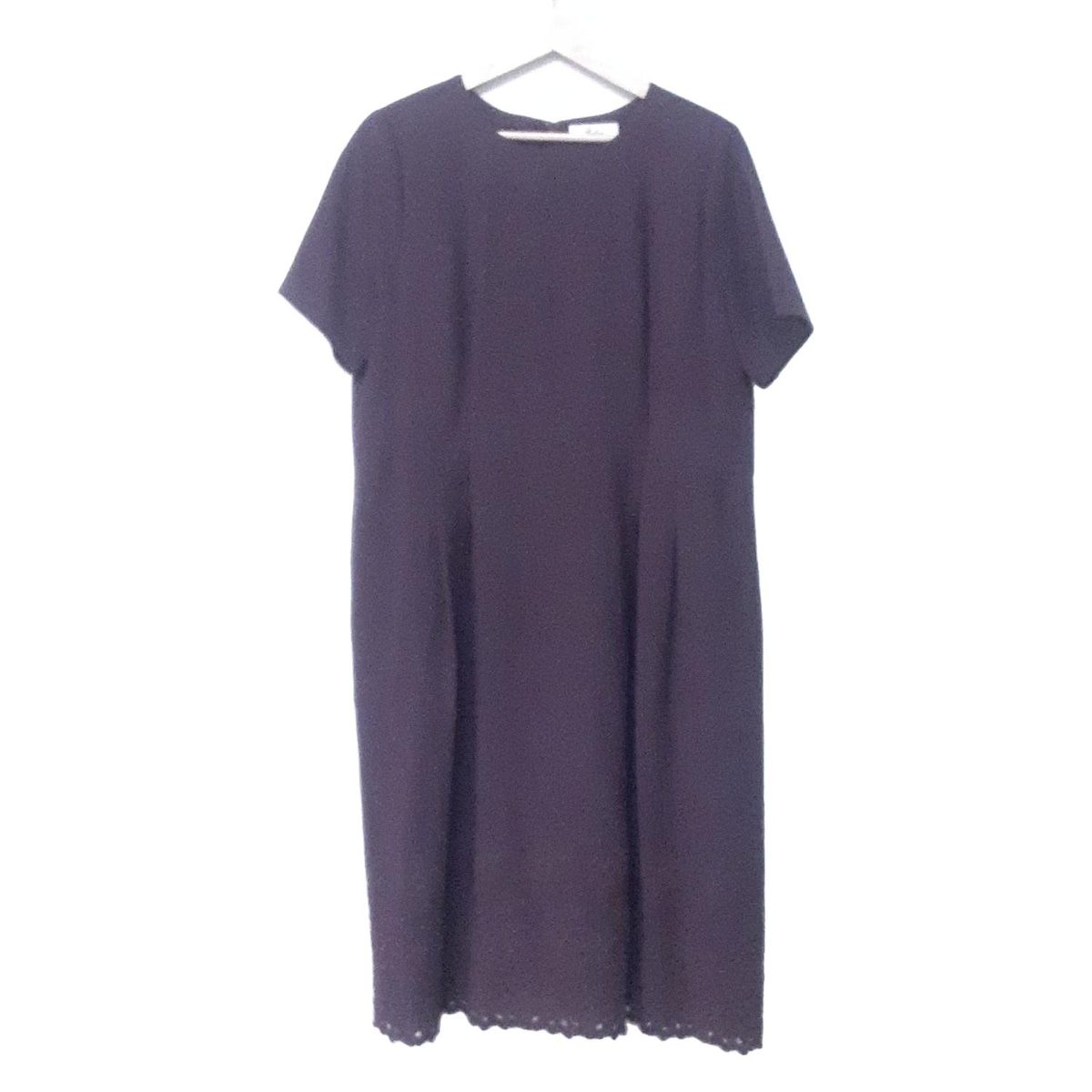 Leilian レリアン ワンピース サイズ13 S レディース ボルドー クルーネック 半袖 ロング フラワー 花