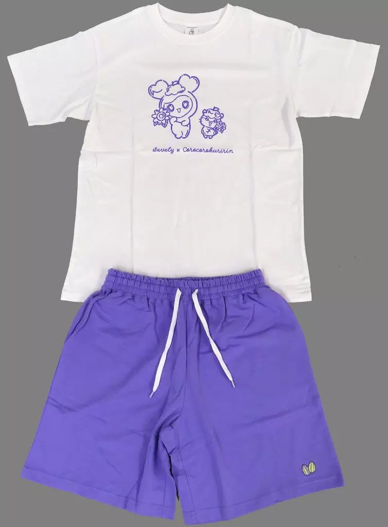 衣料雑貨 サナ セットアップ SAVELY×コロコロクリリン ホワイト×パープル Mサイズ TWICE LOVELYS×SANRIO CHARACTERS